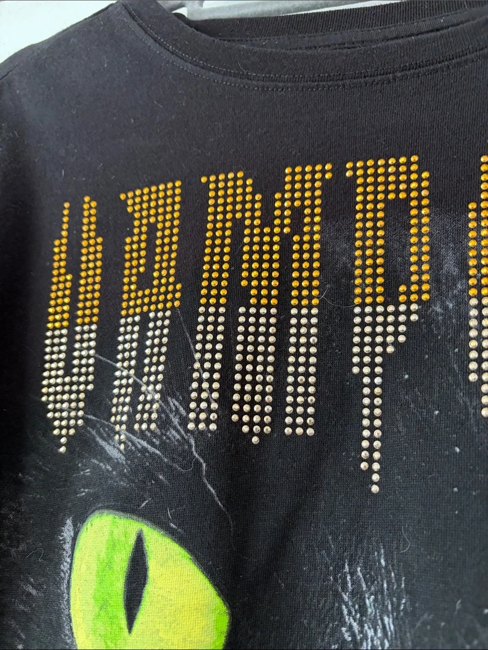 Freeze Vampurr Black Sweatshirt with Neon Yellow-Green Cat Eyes MEOW size large